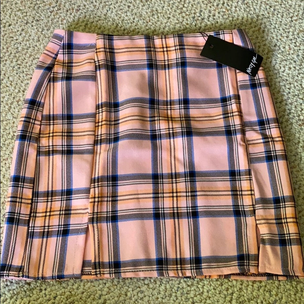 NWT Pink Plaid Skirt